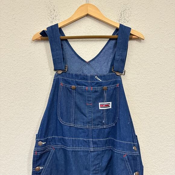Vintage BIG MAC Square Bak Bib Overalls Blue USA Dungaree Carpenter - Picture 3 of 16